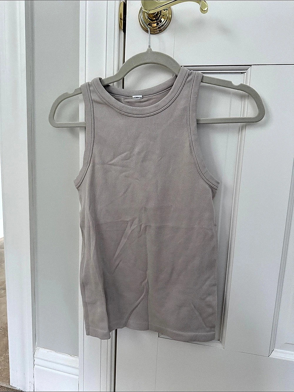 Yogalicious Ribbed Tank Top in beige